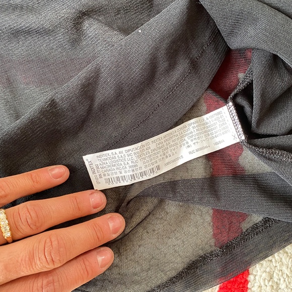 Zara Trafaluc Mesh Flower Embroidered Tee S - Picture 6 of 6